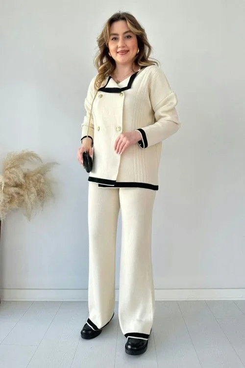 Buttoned Knit Cardigan & Pant Set - Image 3