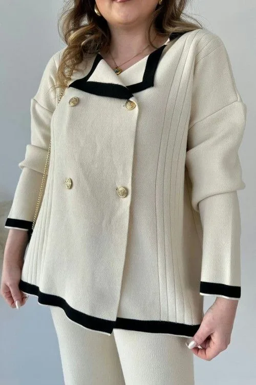 Buttoned Knit Cardigan & Pant Set - Image 4