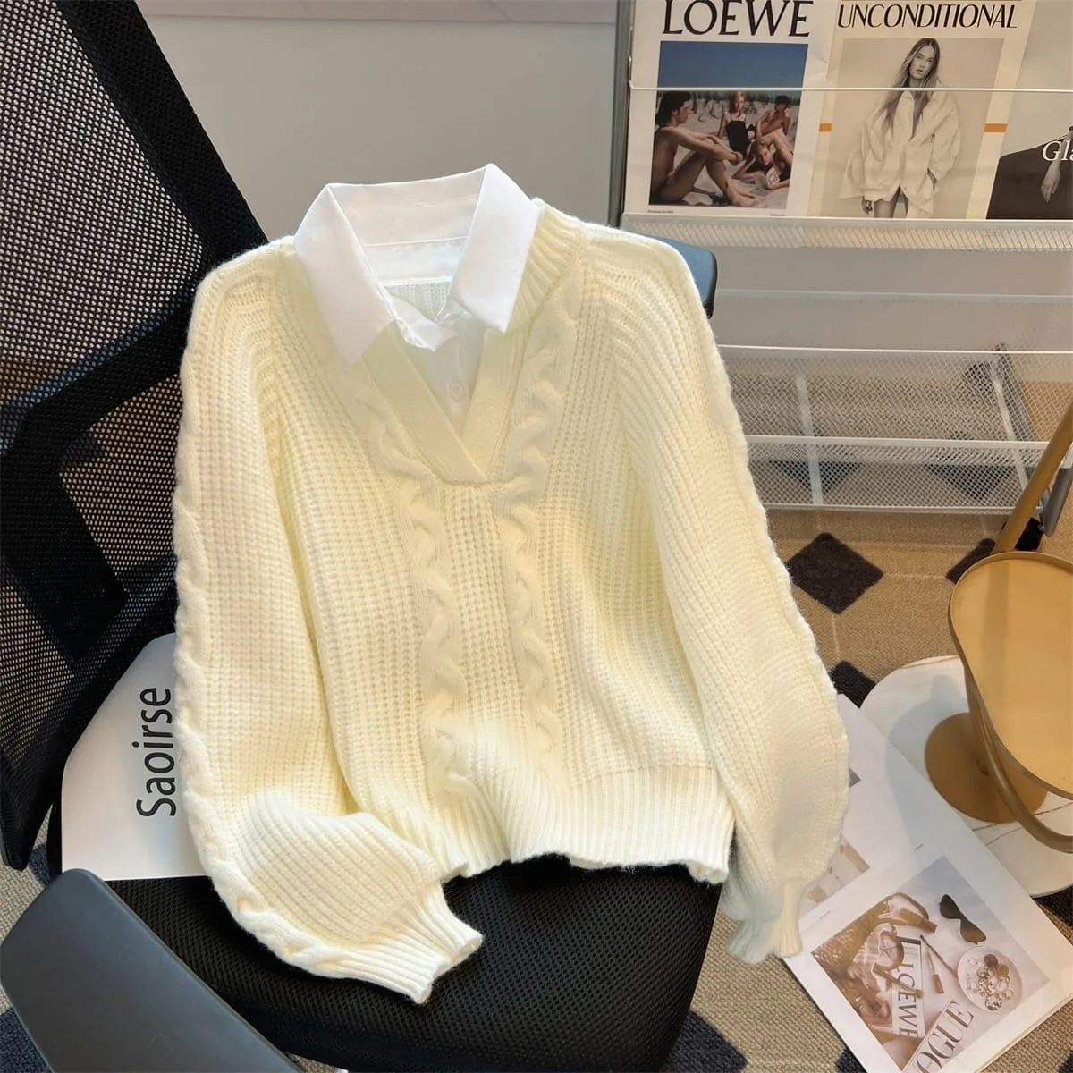 Cable Knit Woolen Cardigan - Image 10
