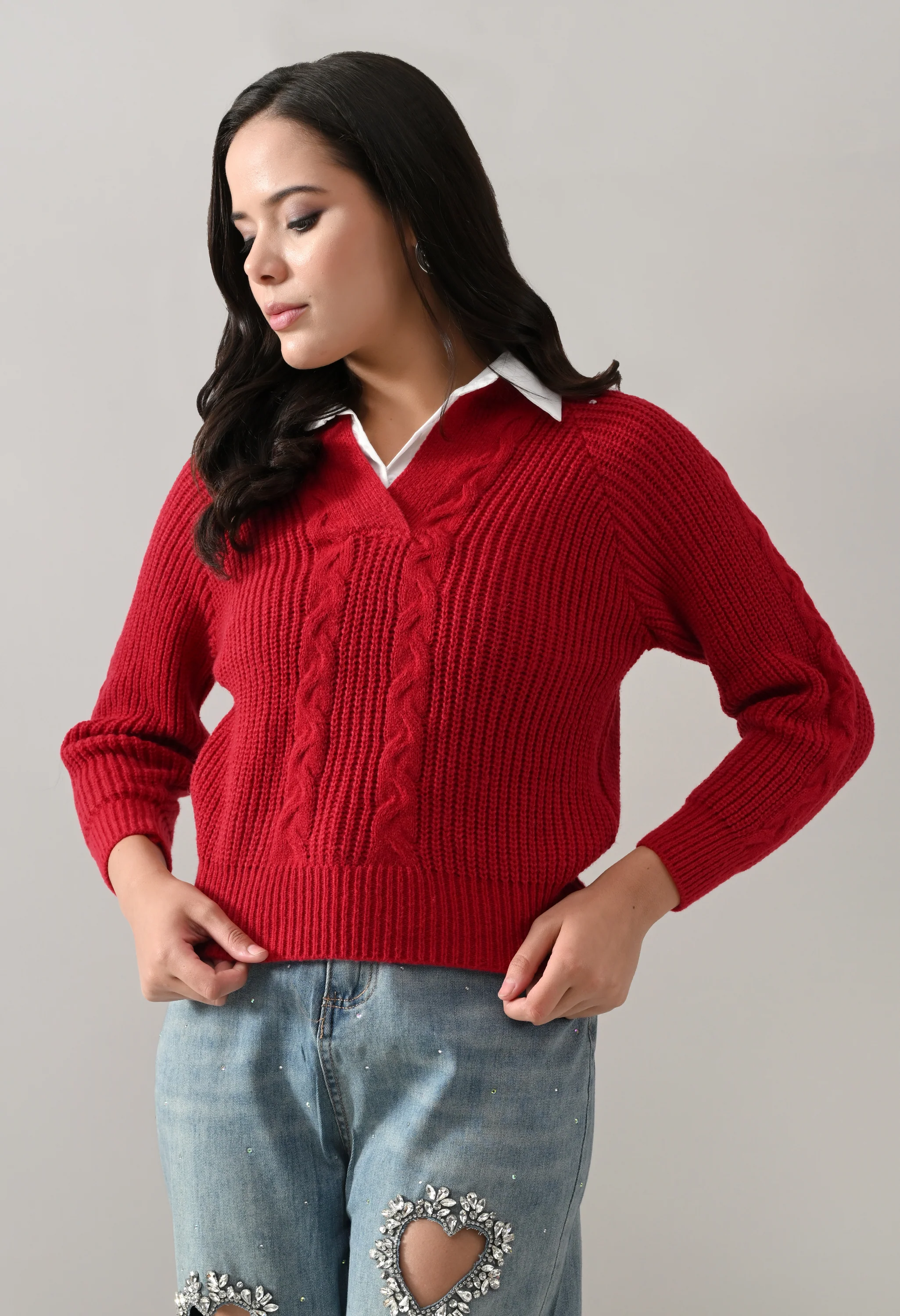 Cable Knit Woolen Cardigan - Image 11