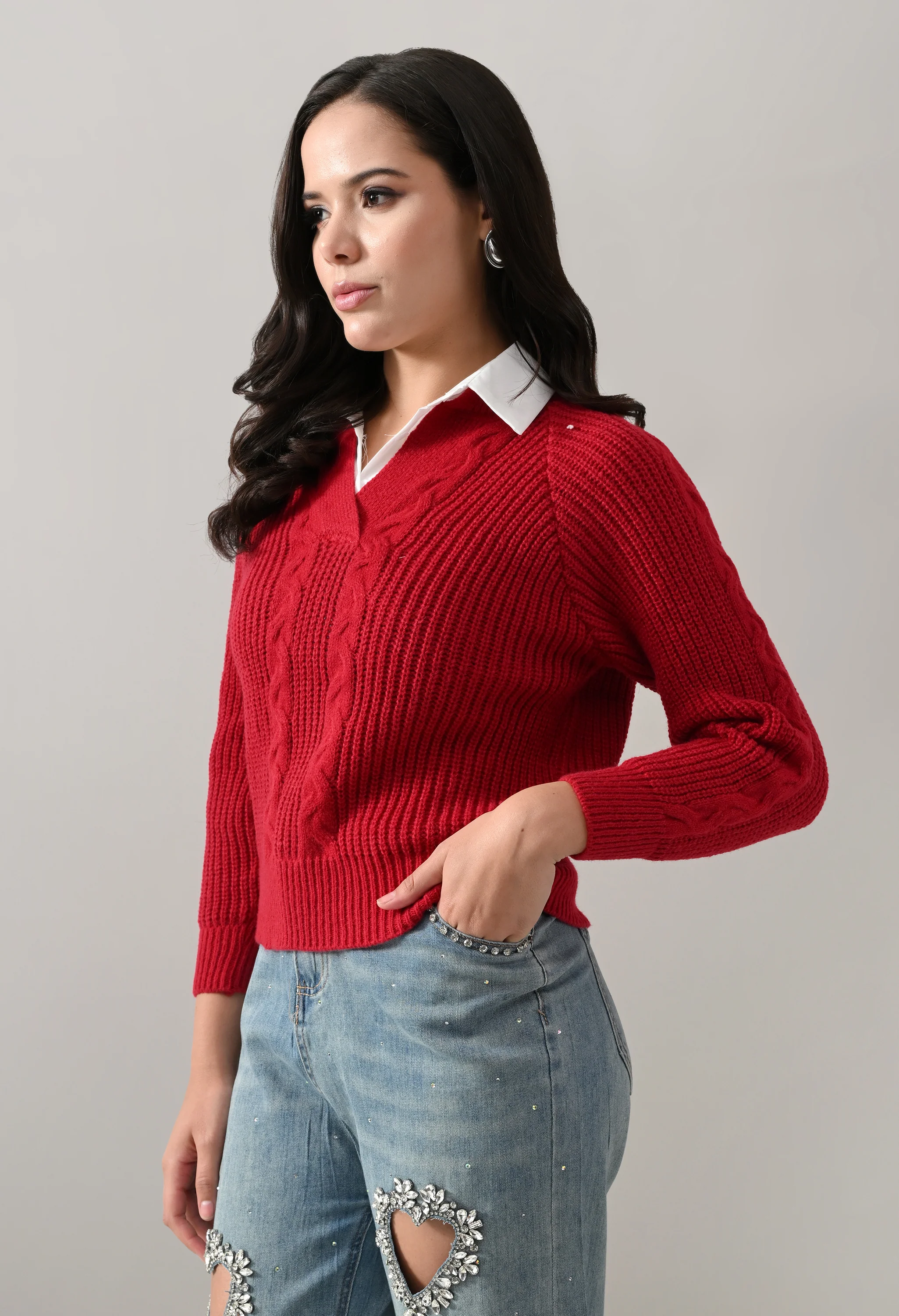 Cable Knit Woolen Cardigan - Image 13