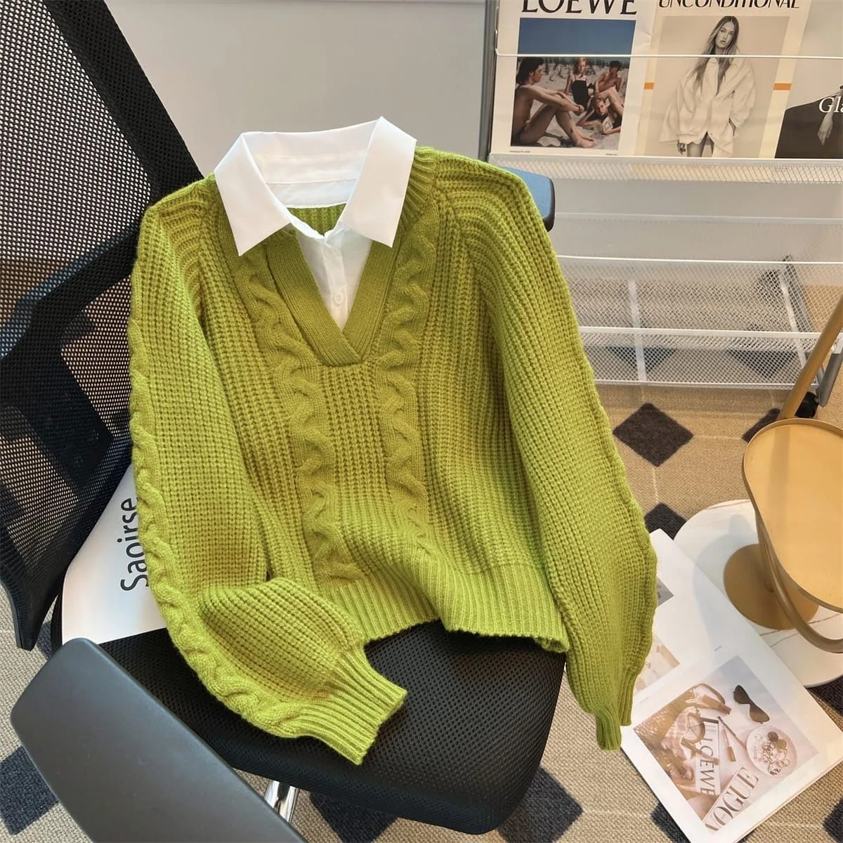 Cable Knit Woolen Cardigan - Image 8