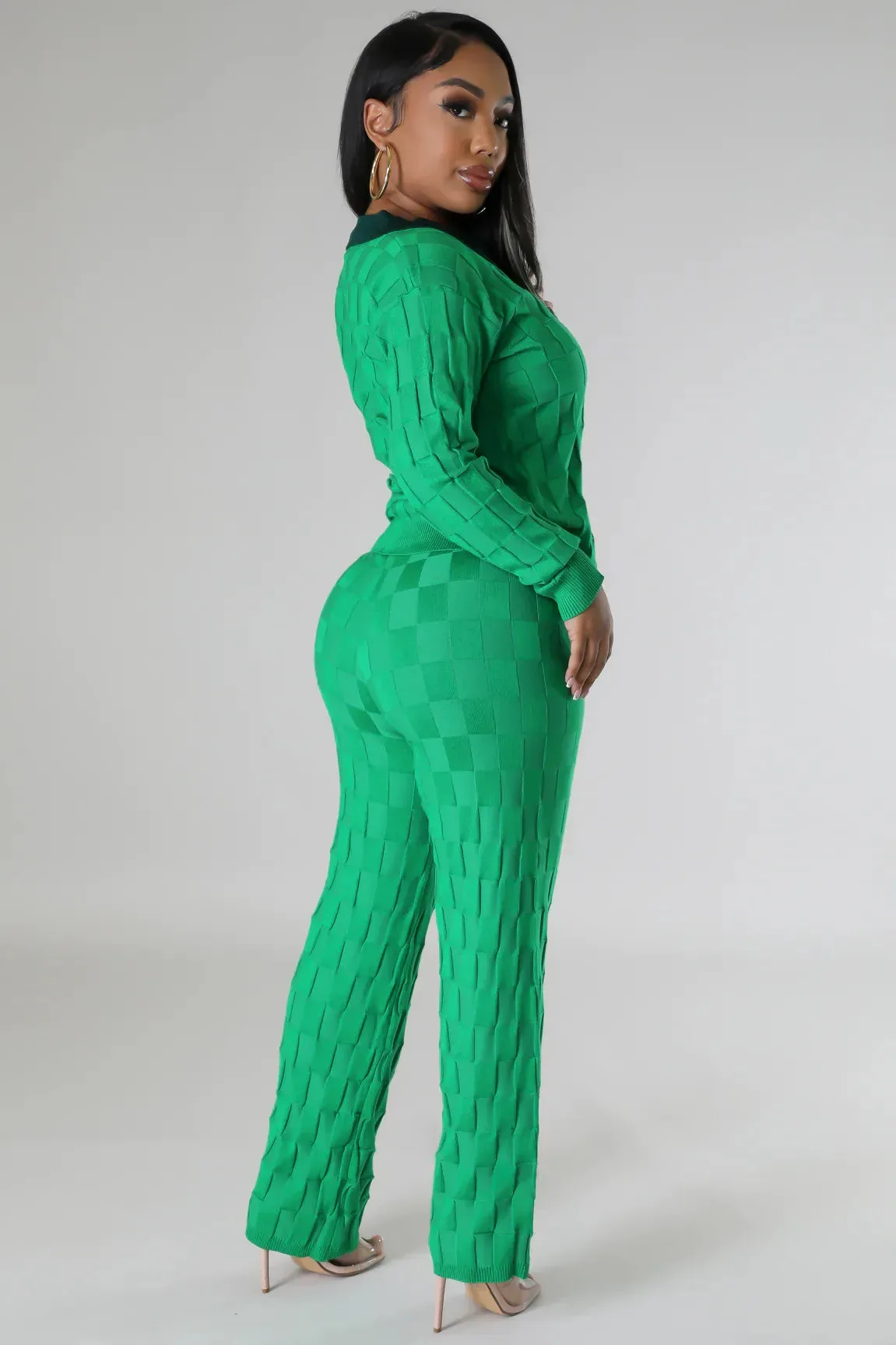 Checkerboard Knitted Two Piece Set - Image 3