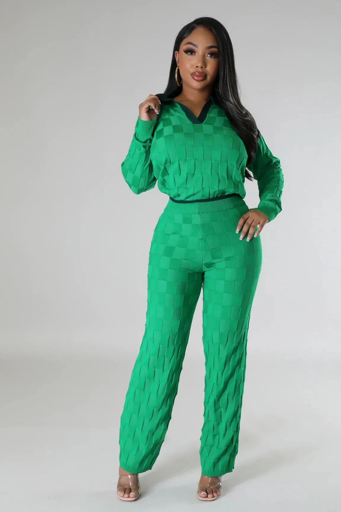 Checkerboard Knitted Two Piece Set - Image 4