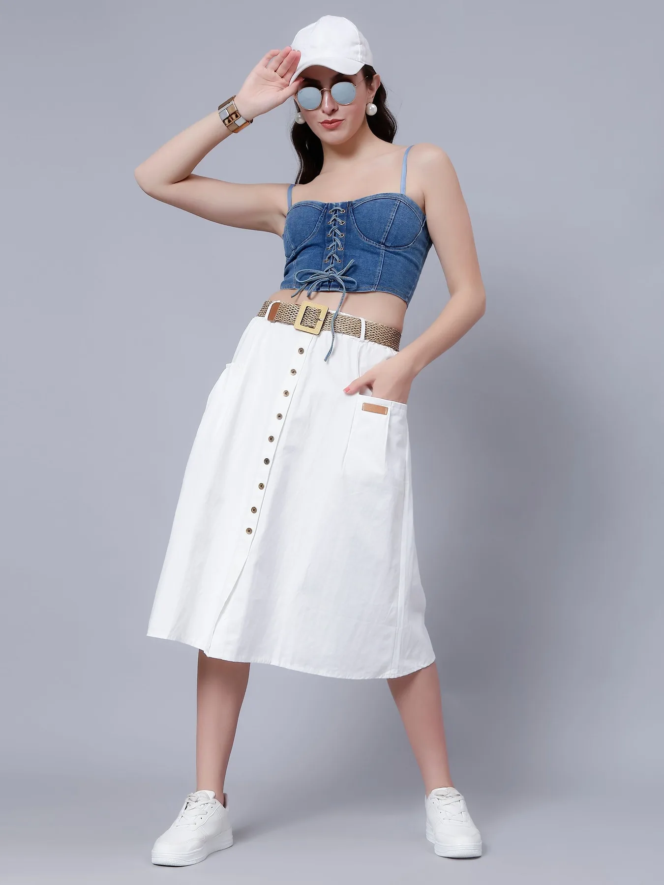 Classic Cotton Midi Skirt - Image 5