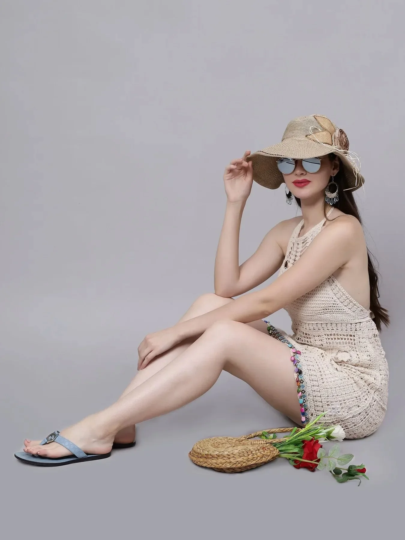 Crochet Halter Backless Dress - Image 4