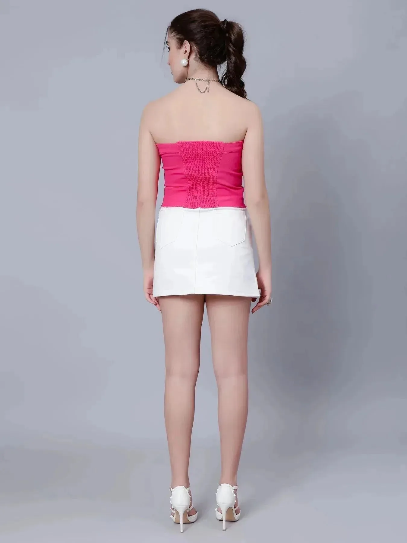 Denim Corset Crop Top - Image 16