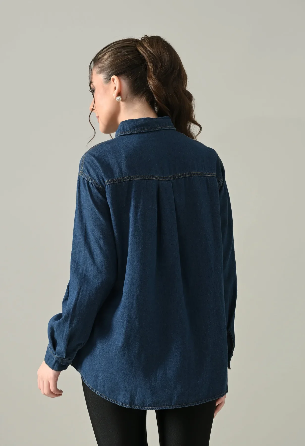 Embroidered Denim Blossom Shirt - Image 5