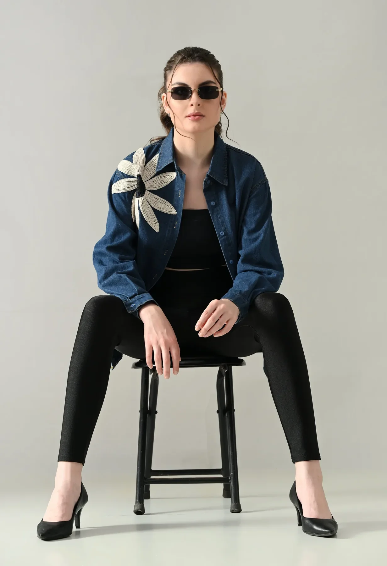Embroidered Denim Blossom Shirt - Image 6