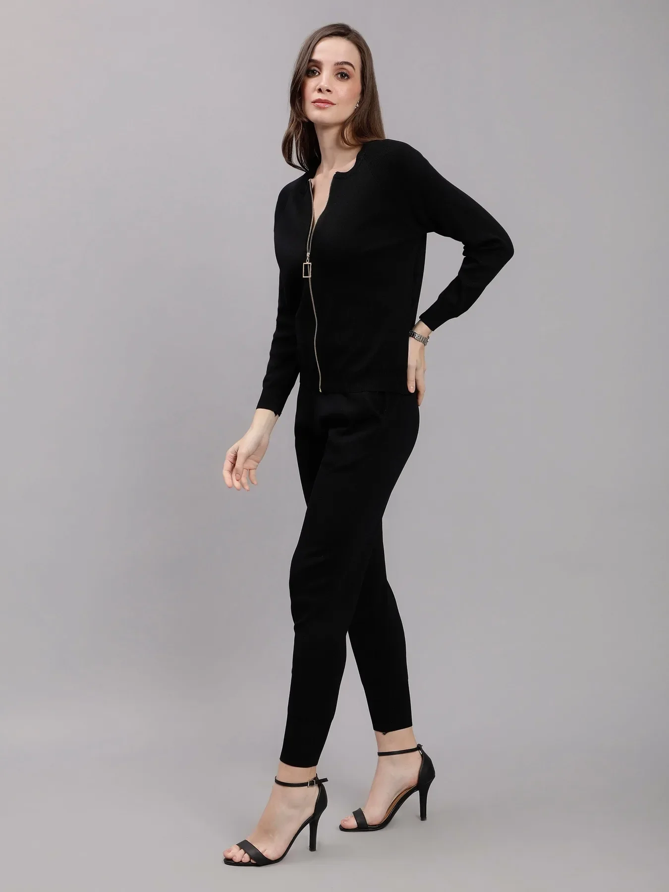 Front Zip Knitted Three Piece Set - Image 11
