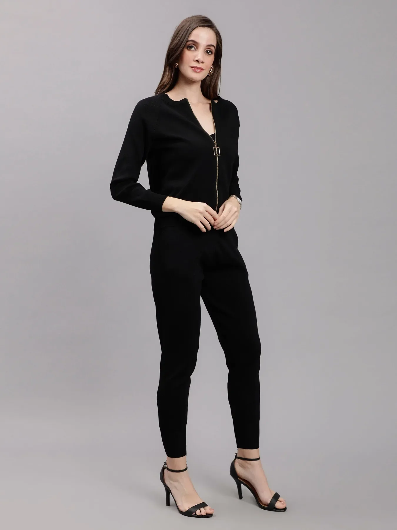 Front Zip Knitted Three Piece Set - Image 12
