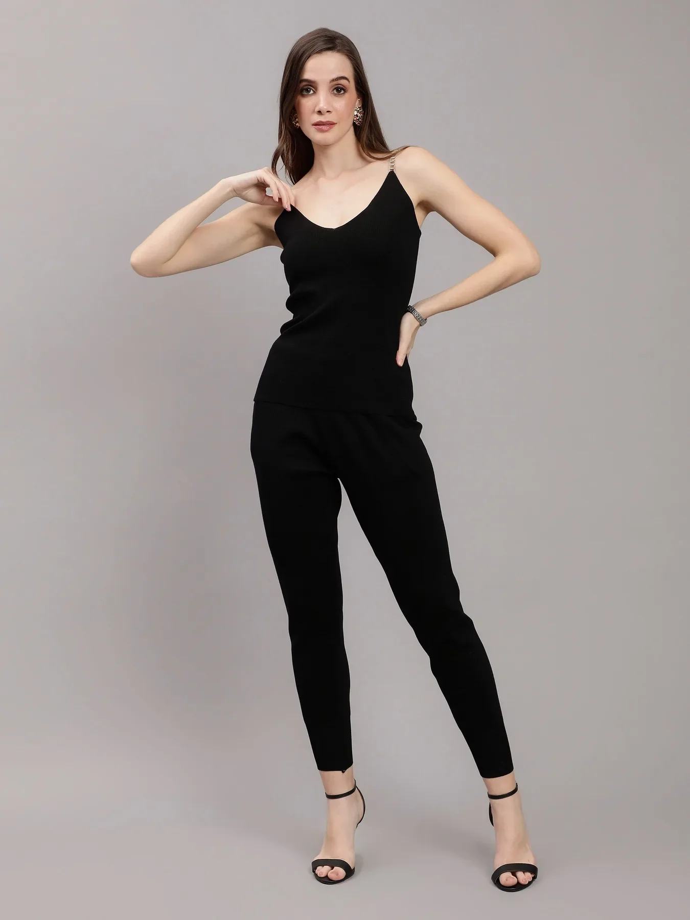 Front Zip Knitted Three Piece Set - Image 9