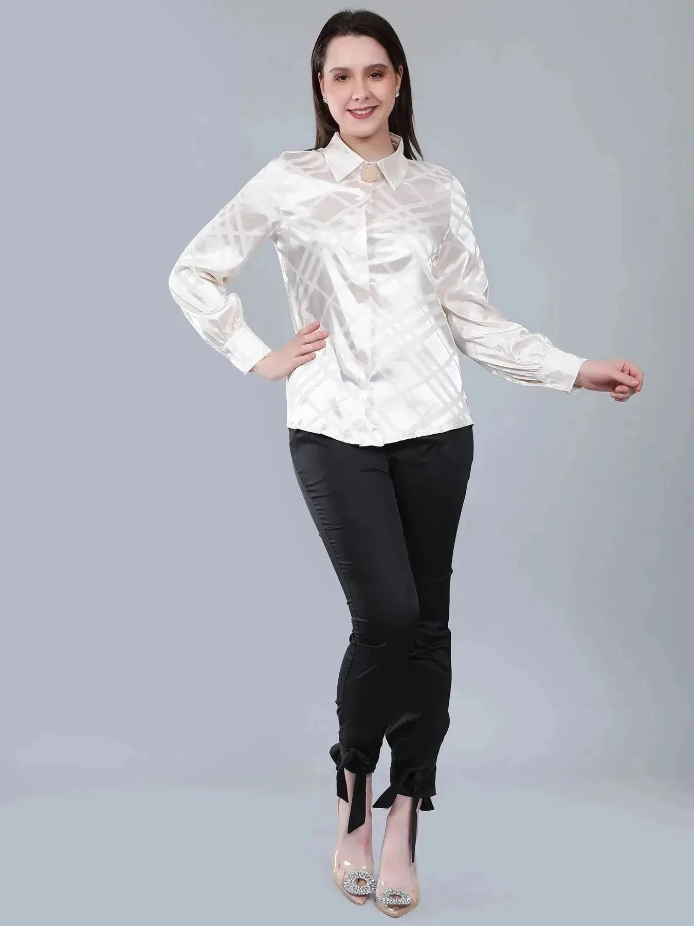 Geometrical Texture Satin Shirt - Image 4