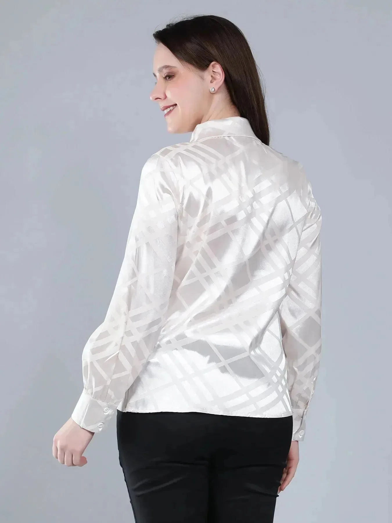 Geometrical Texture Satin Shirt - Image 5