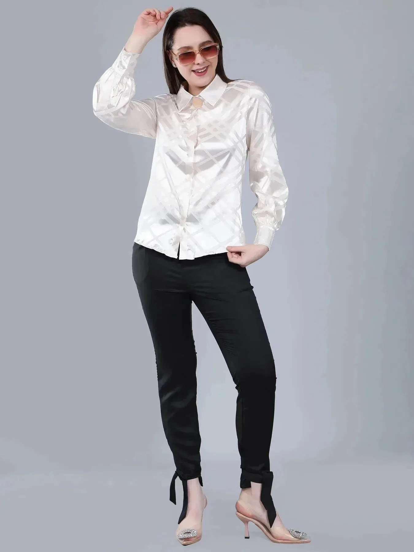 Geometrical Texture Satin Shirt - Image 6