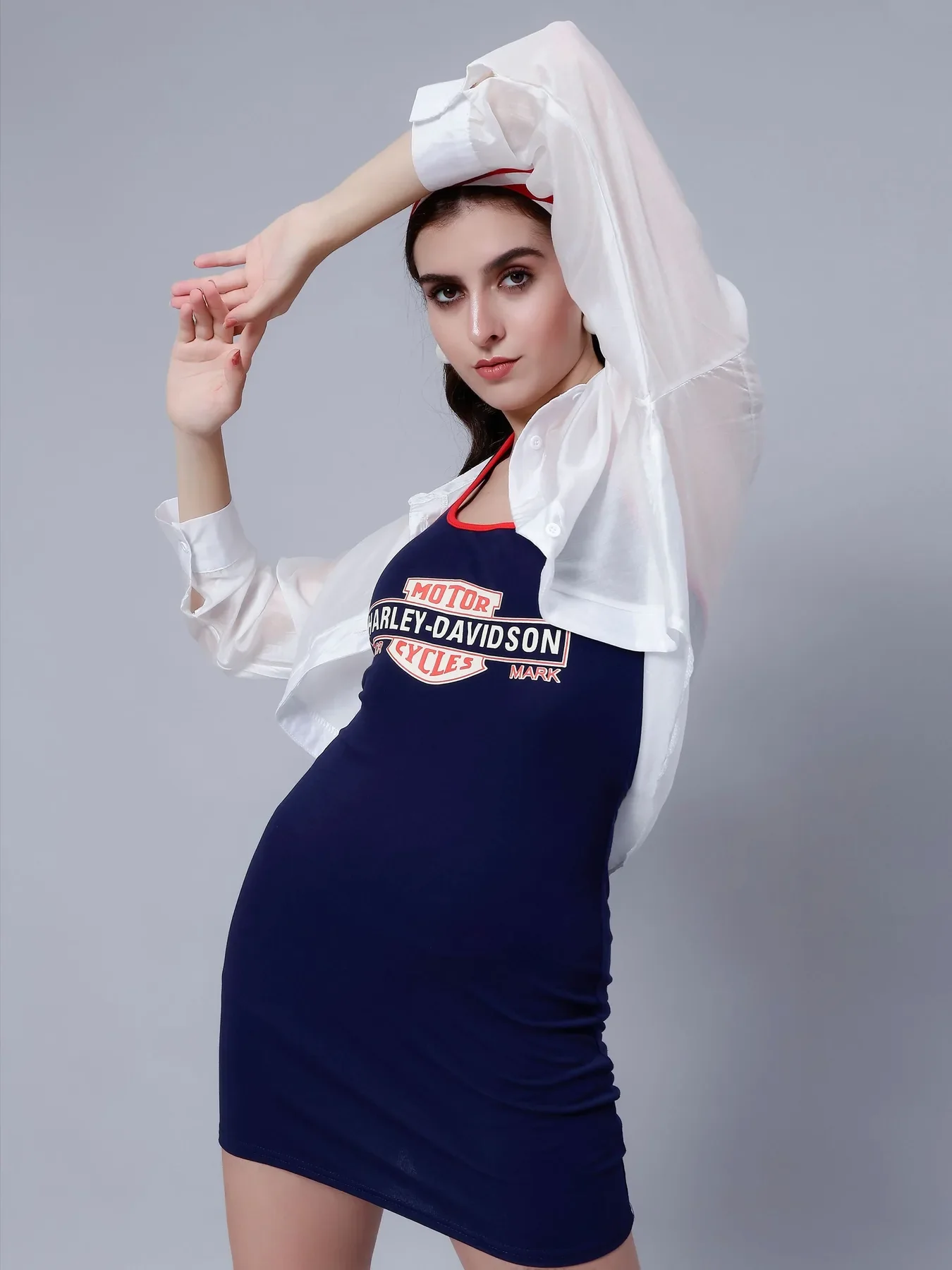 Halter Bodycon Dress With Shirt - Image 15