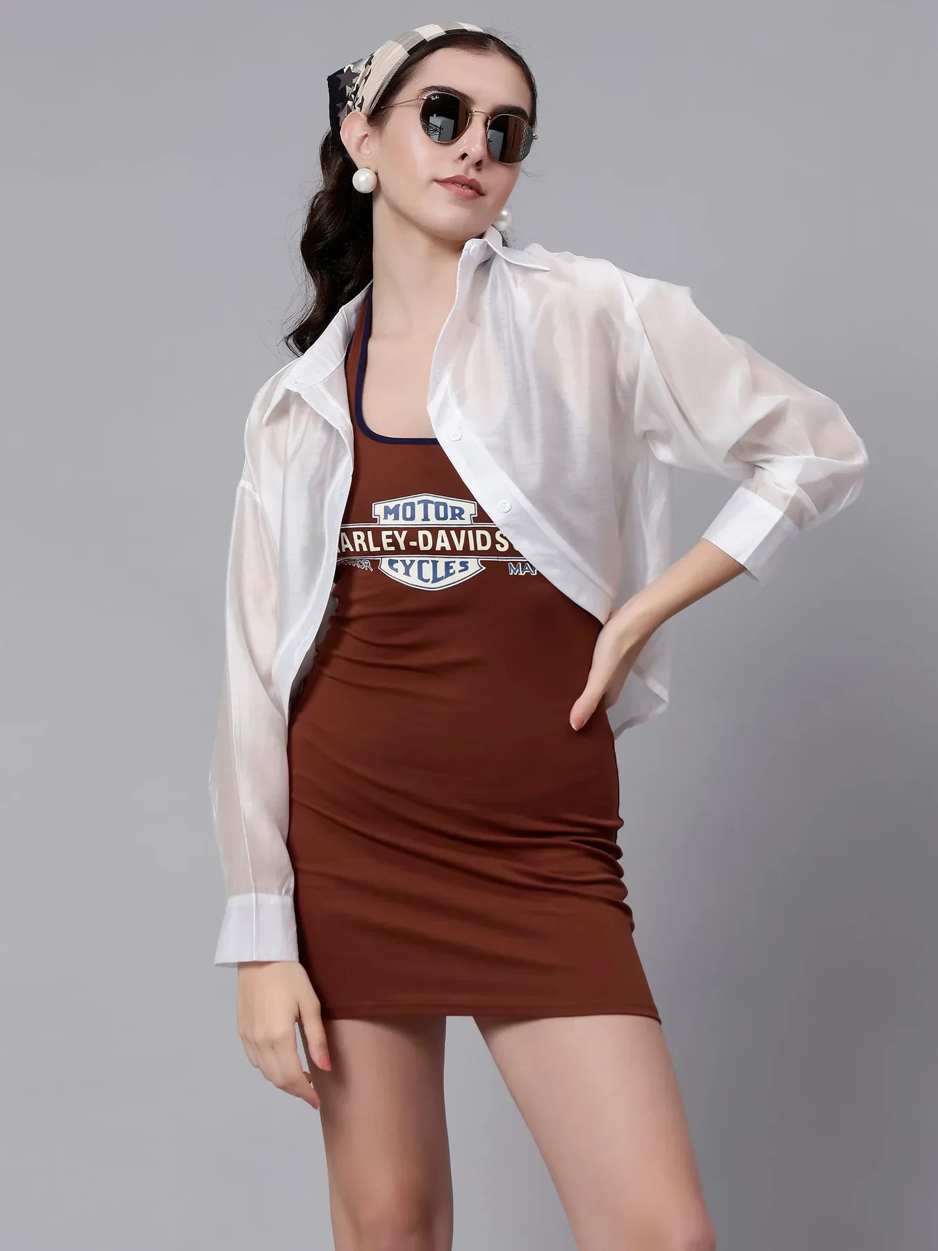 Halter Bodycon Dress With Shirt - Image 8