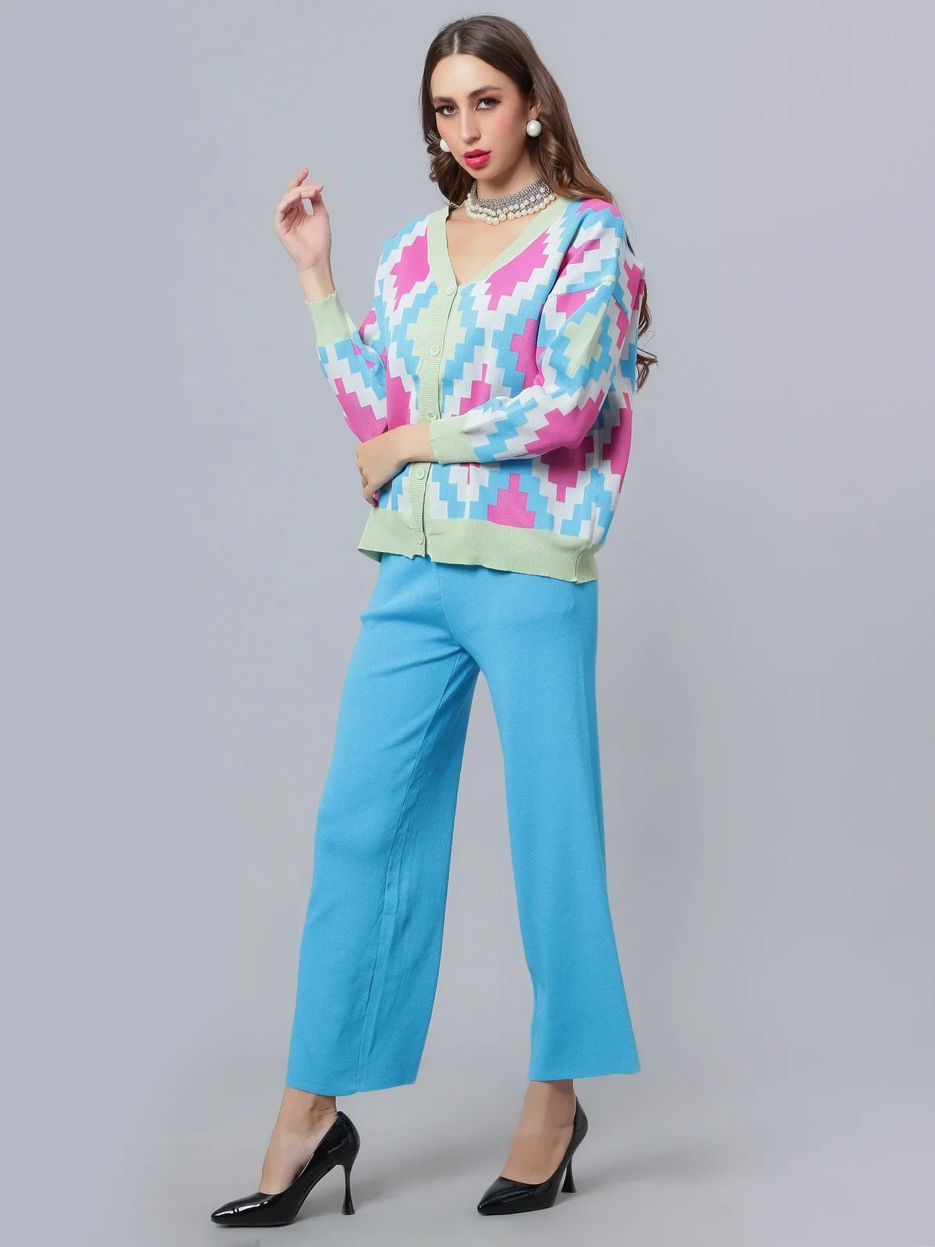 Knitted Cardigan Pant Two-Piece Set - Image 3