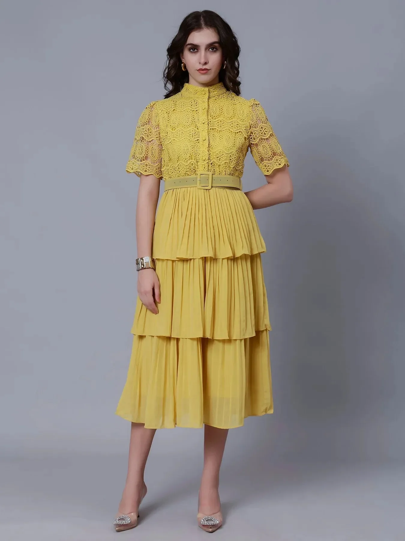 Lace Patchwork Pleated  Dress - Image 11