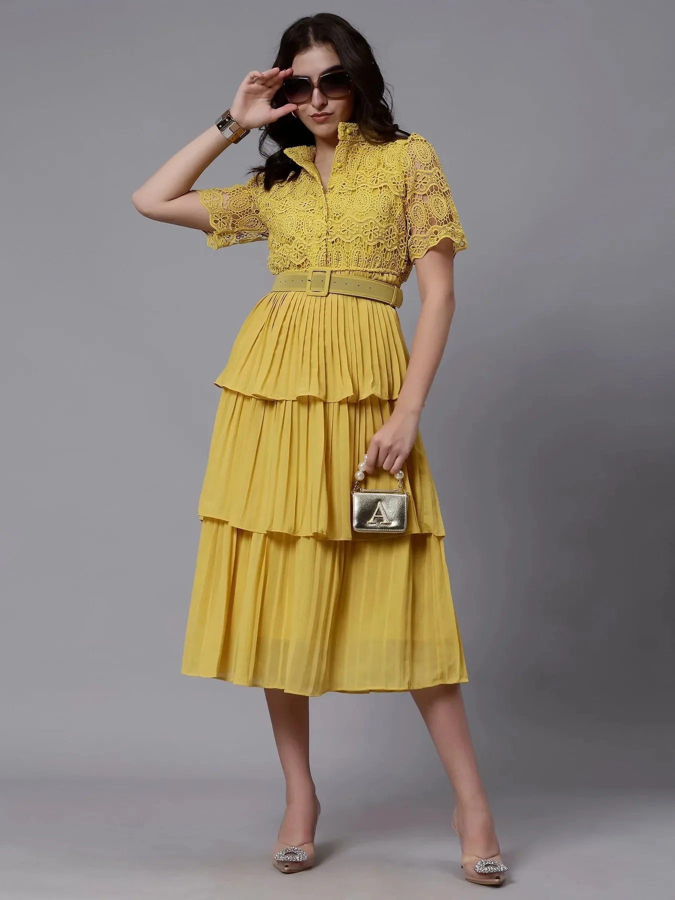 Lace Patchwork Pleated  Dress - Image 13