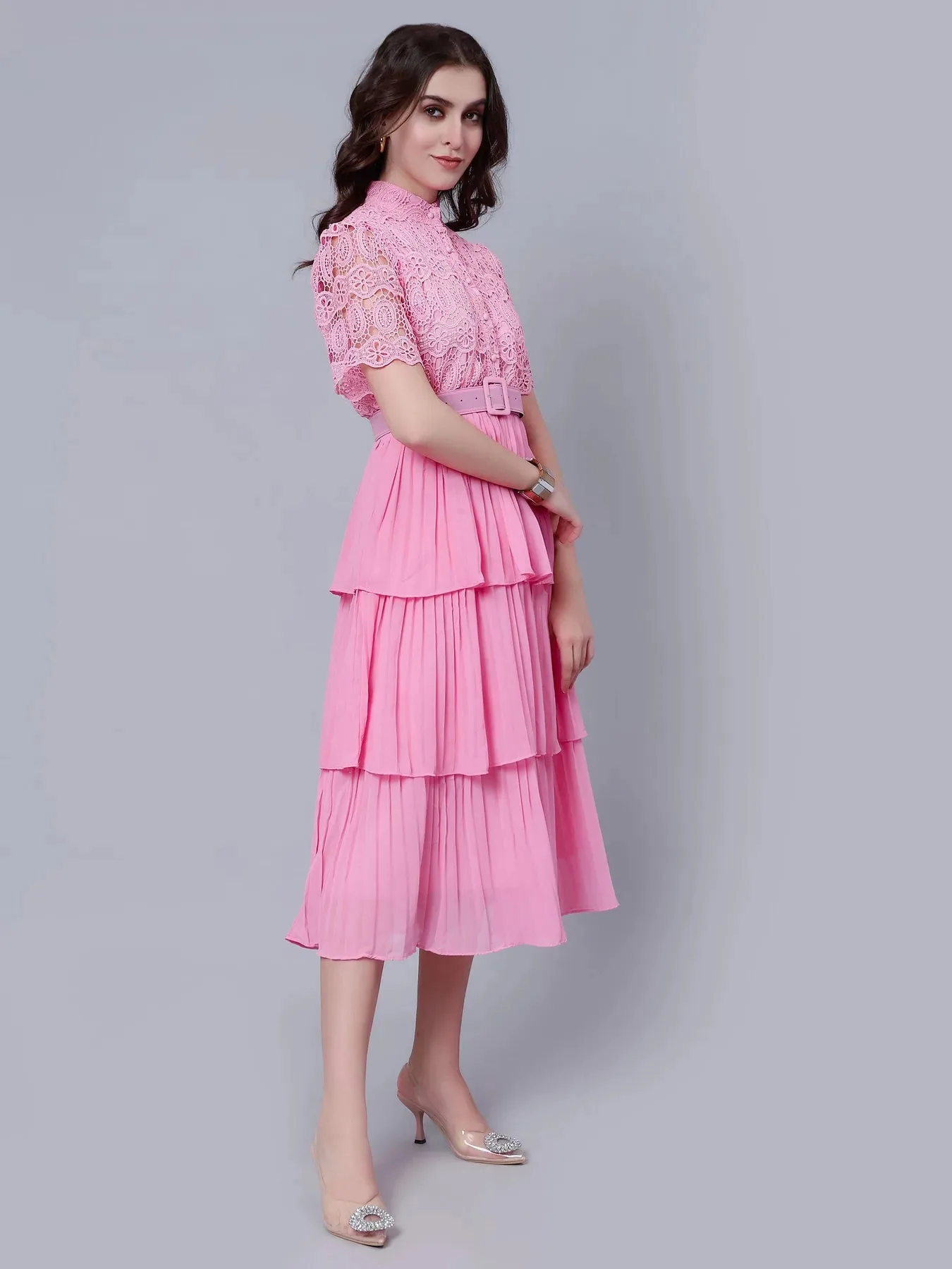 Lace Patchwork Pleated  Dress - Image 15
