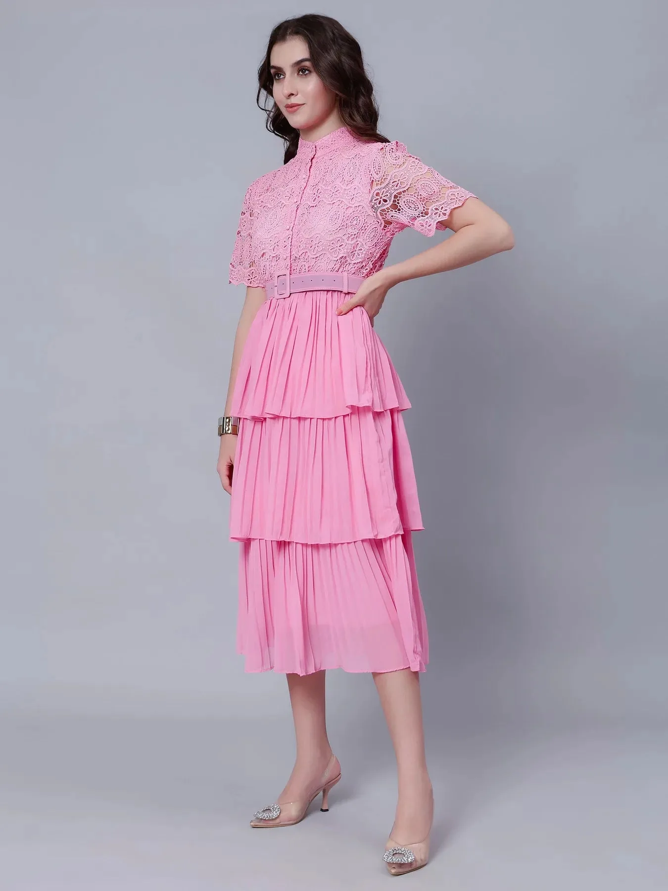 Lace Patchwork Pleated  Dress - Image 16