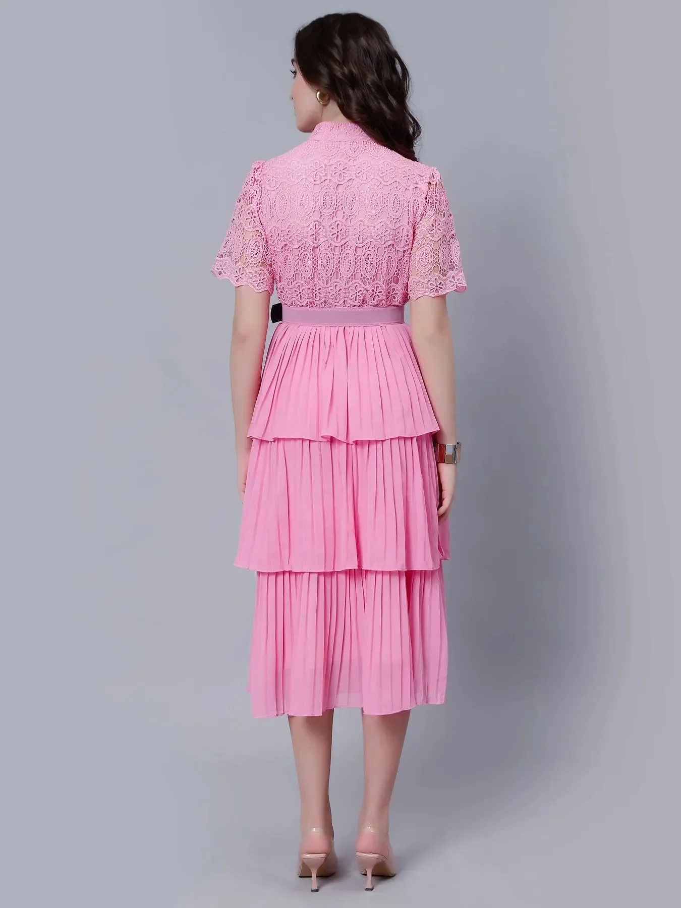 Lace Patchwork Pleated  Dress - Image 18
