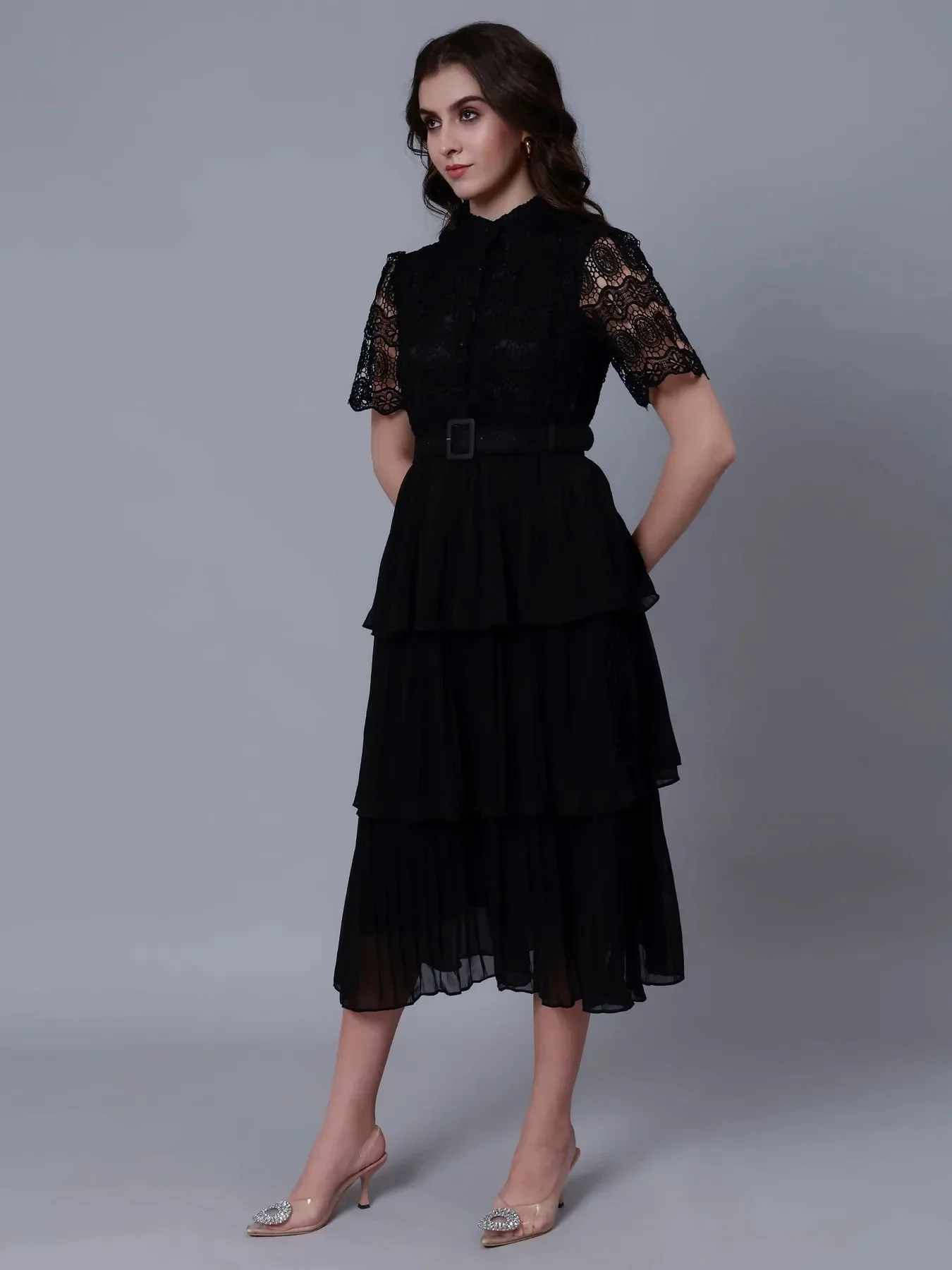 Lace Patchwork Pleated  Dress - Image 20