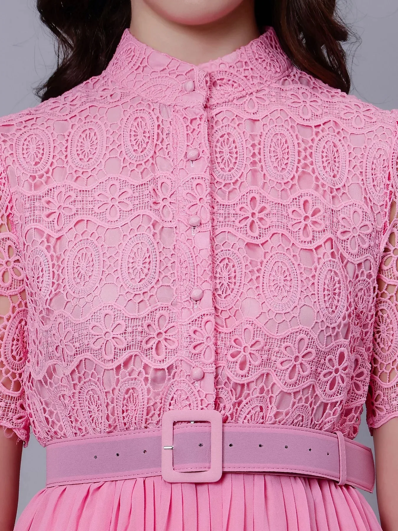 Lace Patchwork Pleated  Dress - Image 21