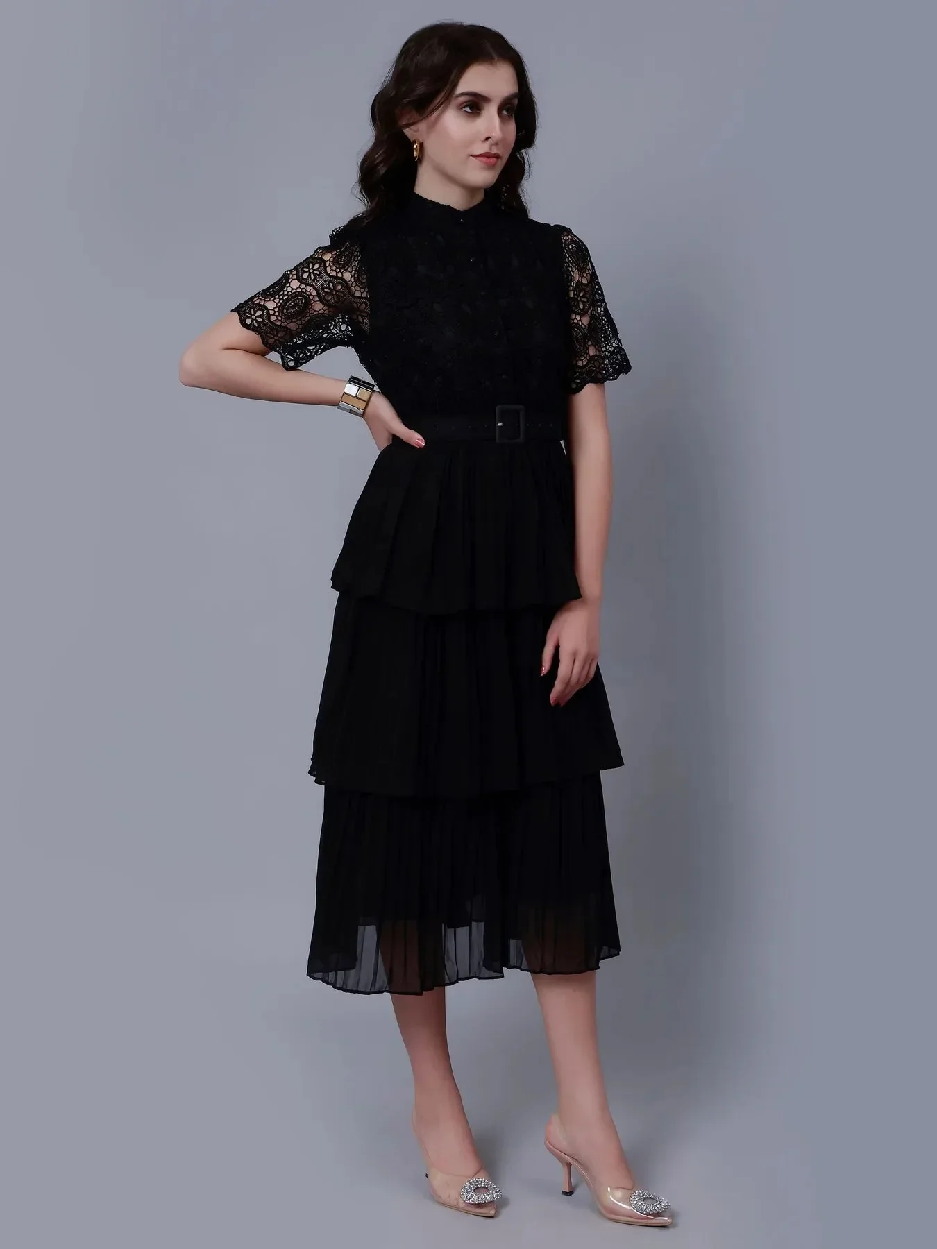 Lace Patchwork Pleated  Dress - Image 22