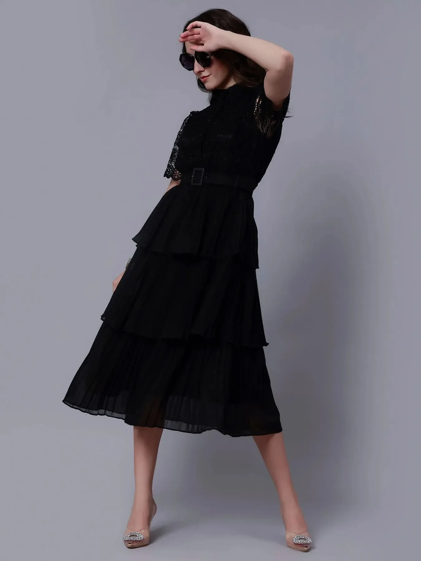 Lace Patchwork Pleated  Dress - Image 23