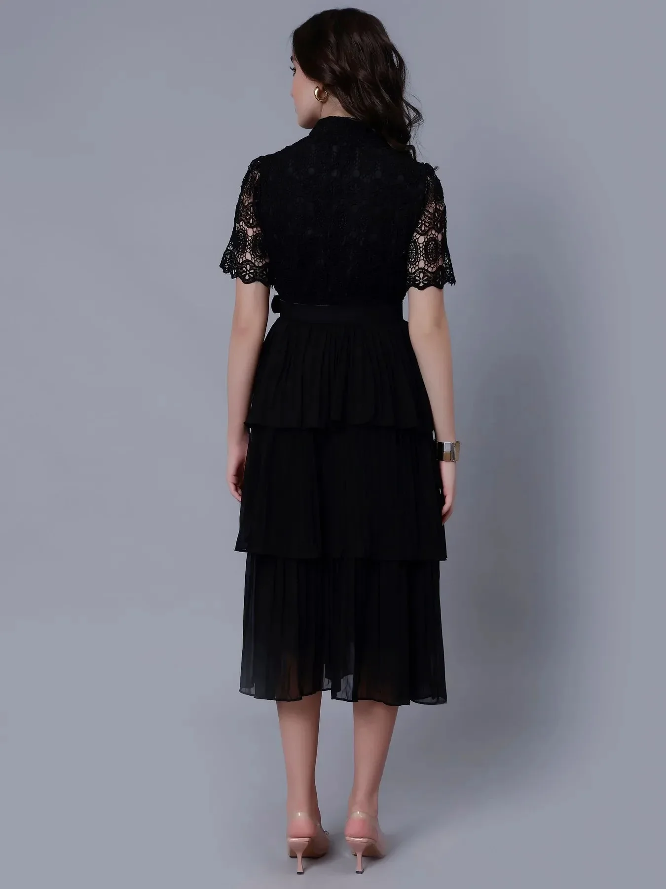 Lace Patchwork Pleated  Dress - Image 25