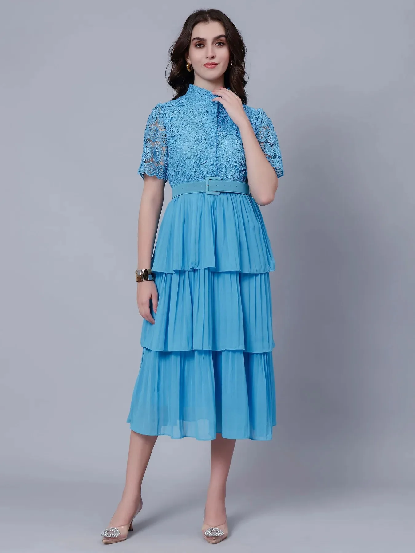 Lace Patchwork Pleated  Dress - Image 26