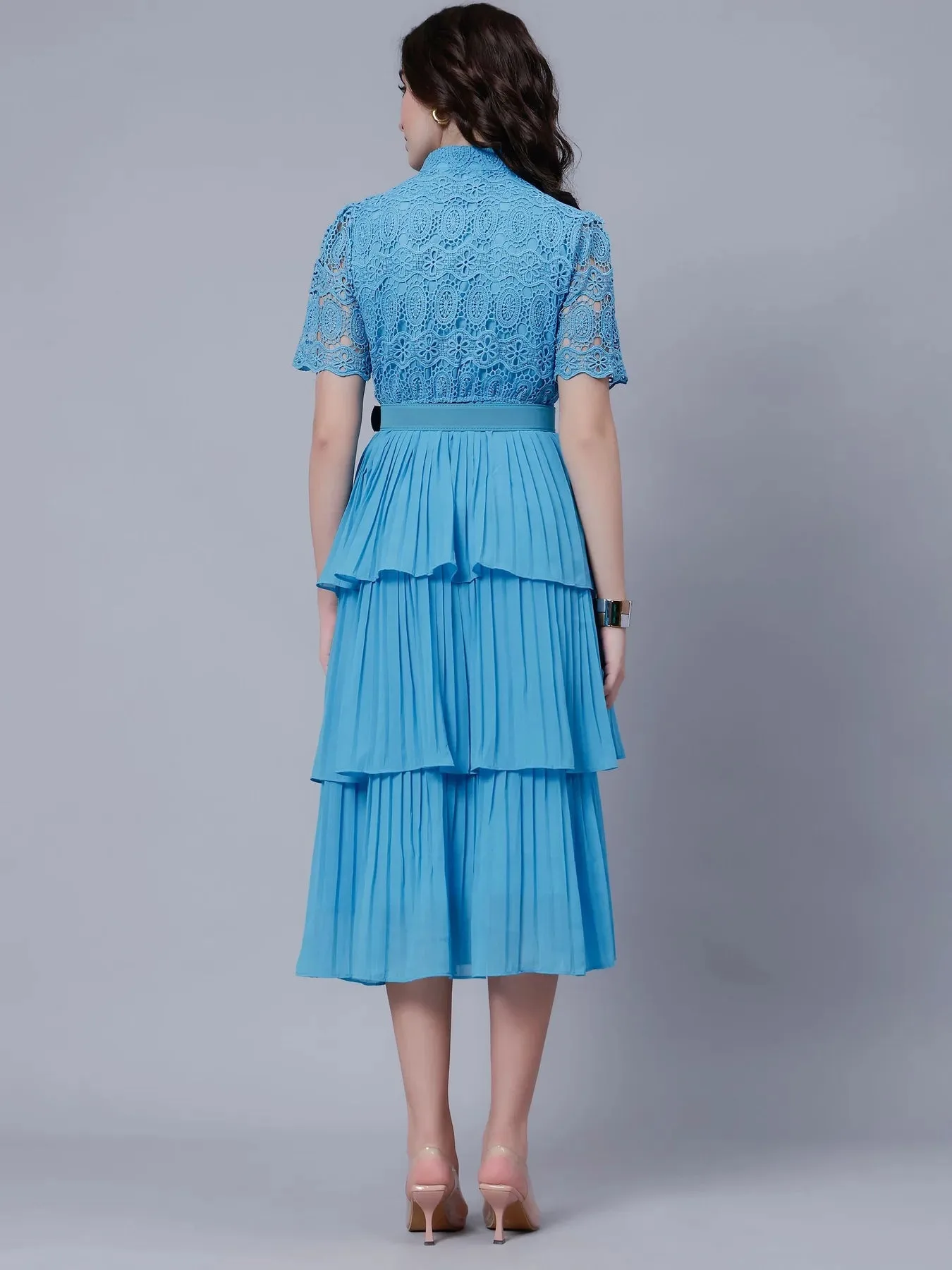 Lace Patchwork Pleated  Dress - Image 28
