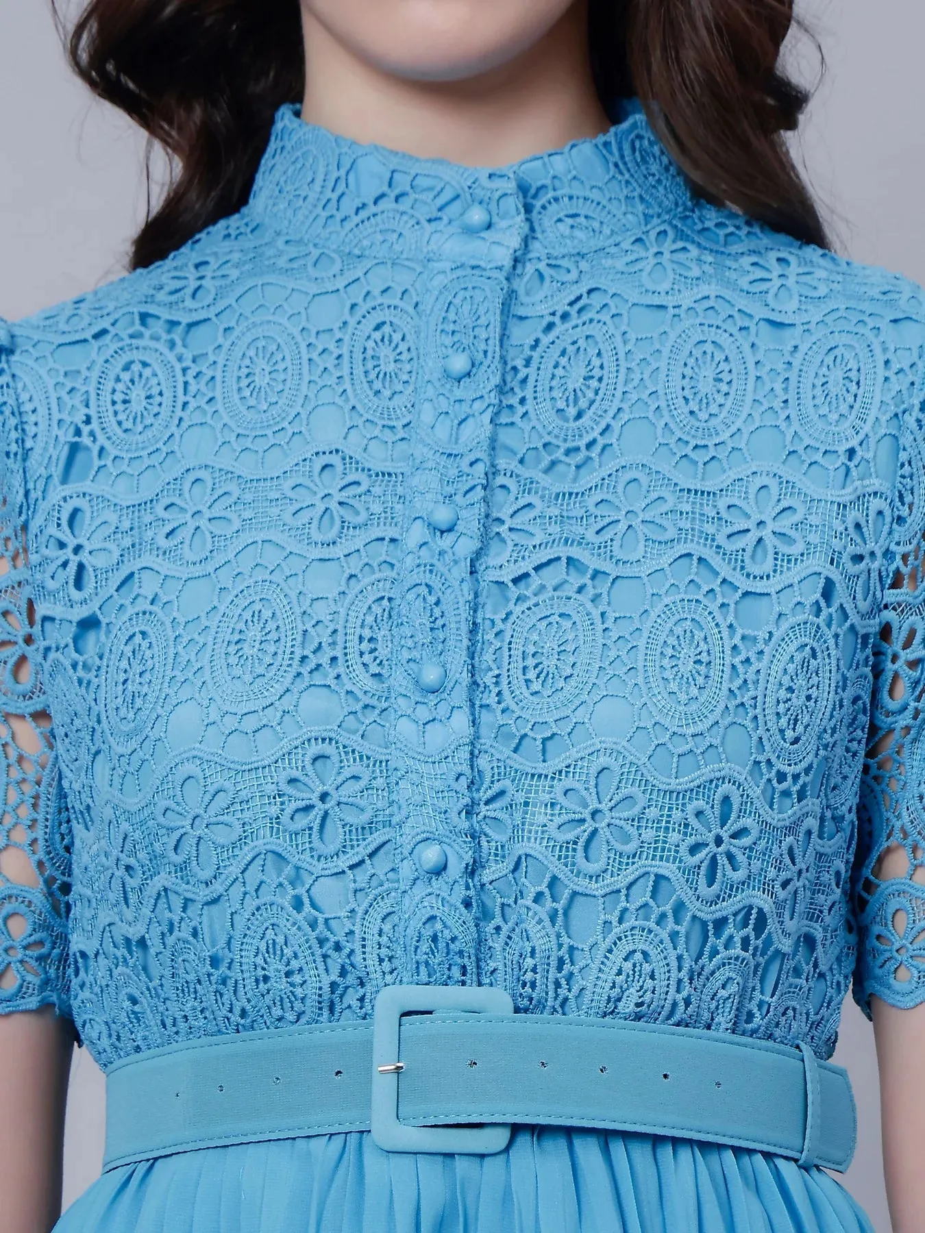 Lace Patchwork Pleated  Dress - Image 32