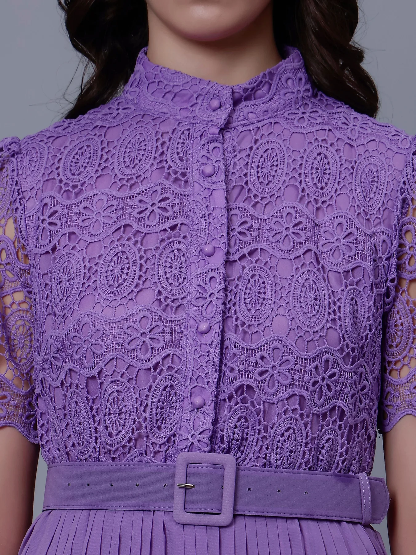 Lace Patchwork Pleated  Dress - Image 4