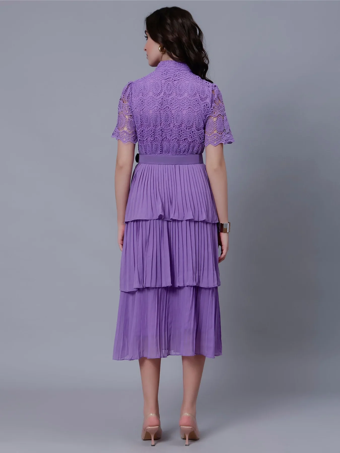 Lace Patchwork Pleated  Dress - Image 5