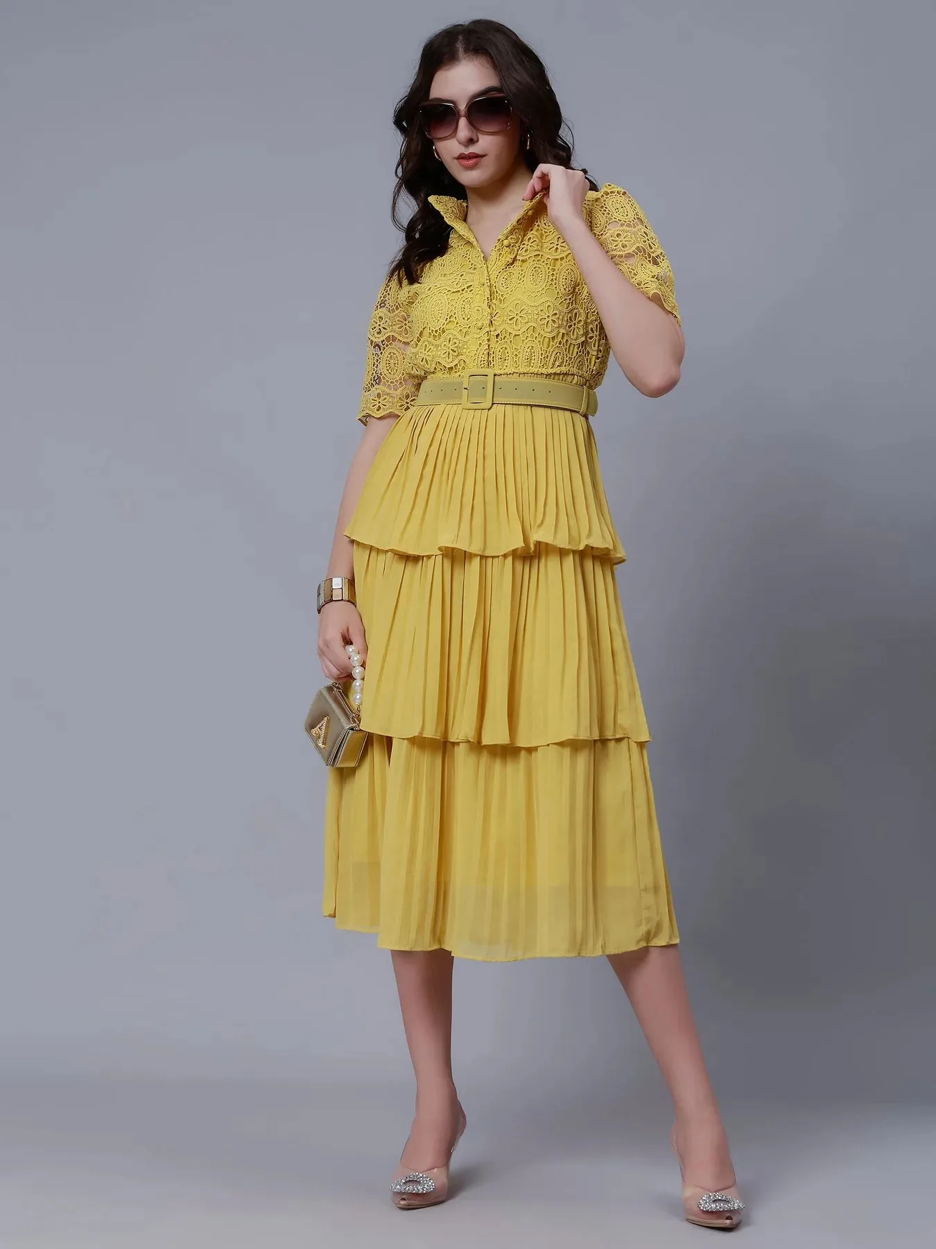 Lace Patchwork Pleated  Dress - Image 7