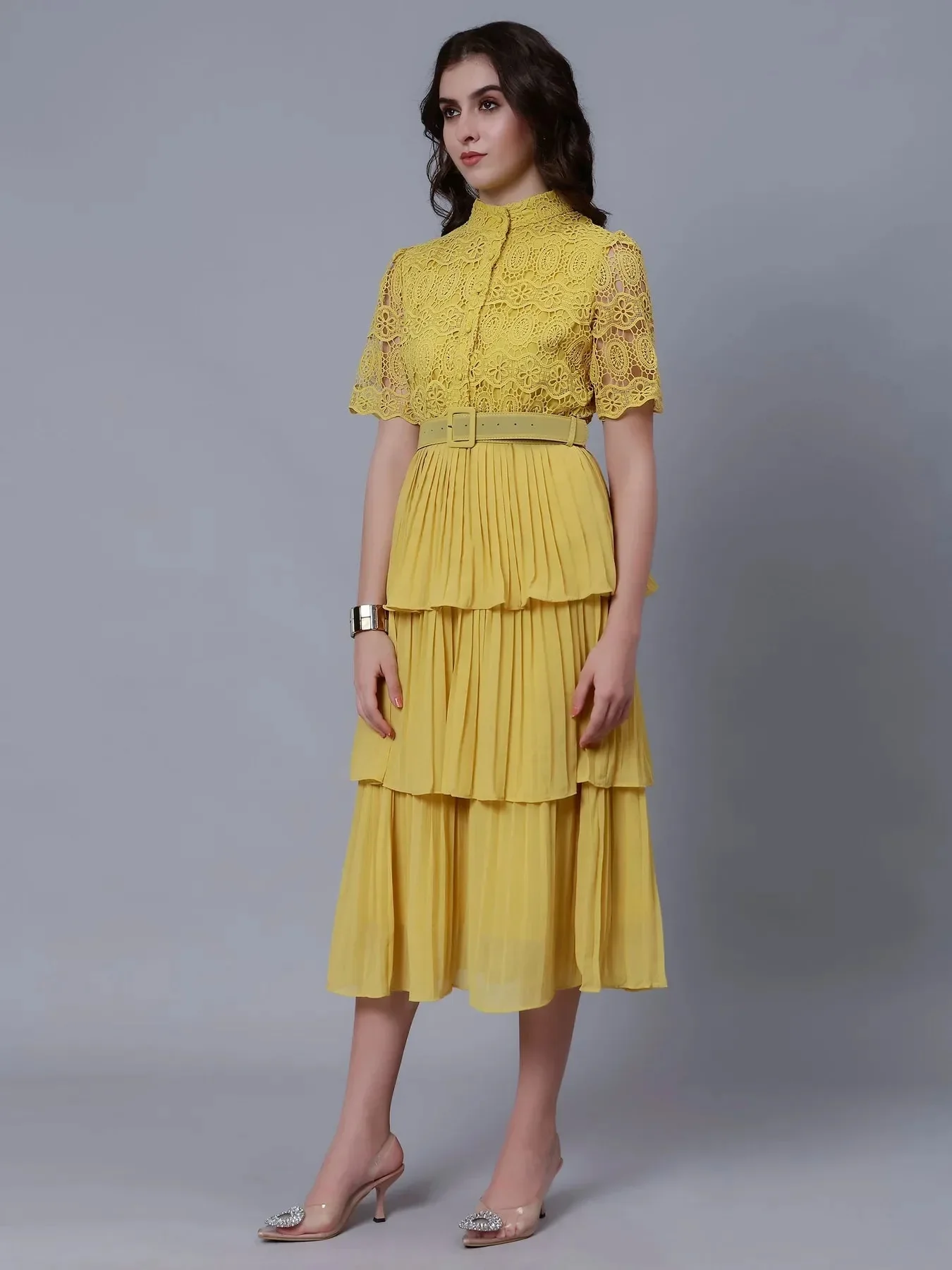 Lace Patchwork Pleated  Dress - Image 8