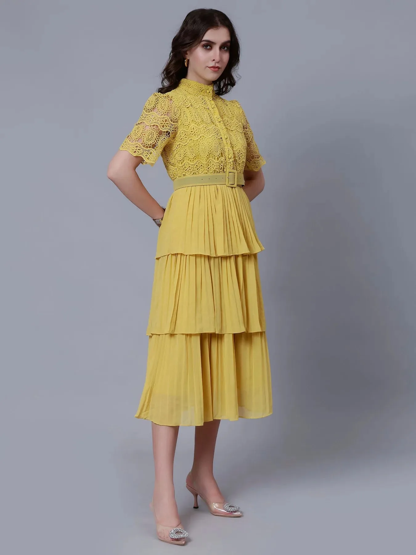 Lace Patchwork Pleated  Dress - Image 9