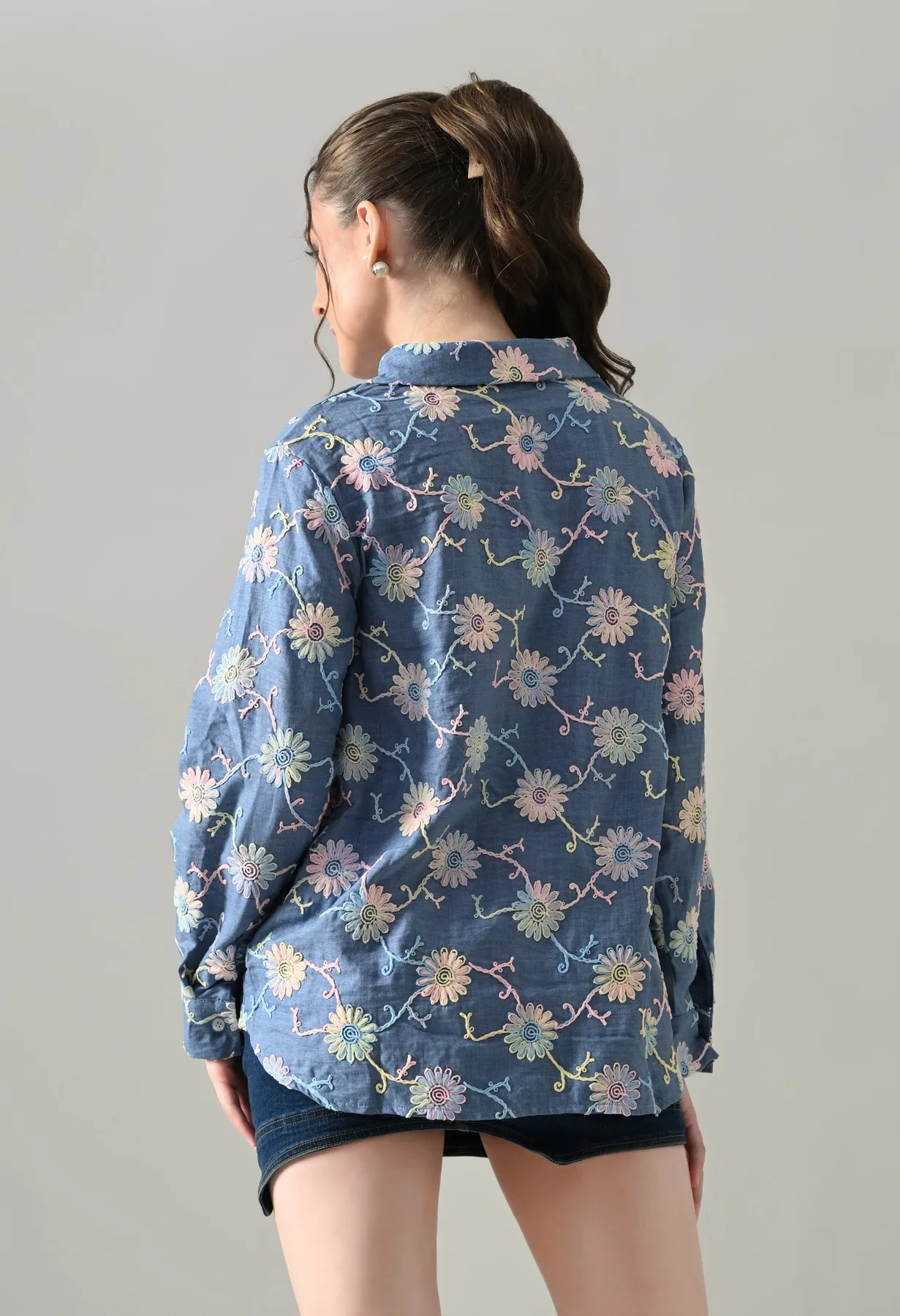 Meadow Bloom Embroidered Shirt - Image 3