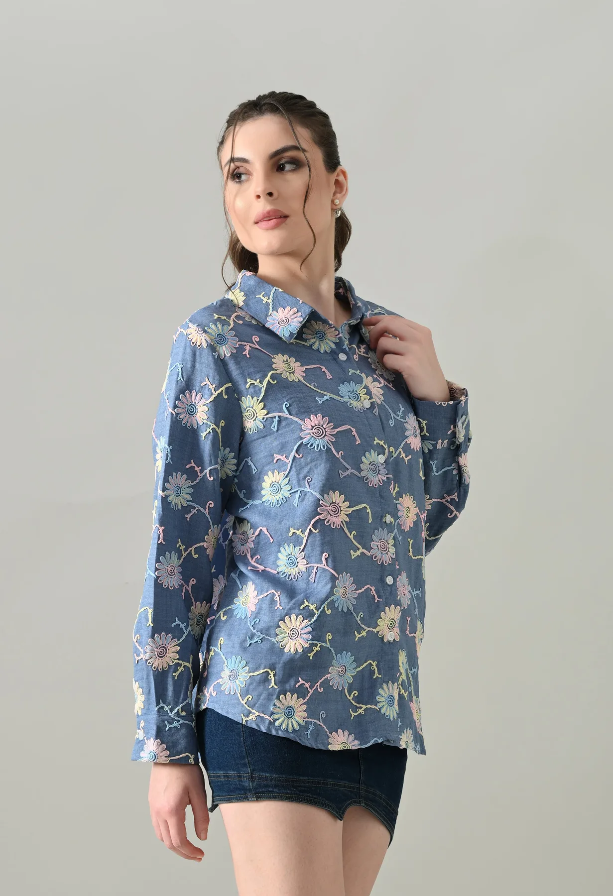 Meadow Bloom Embroidered Shirt - Image 4