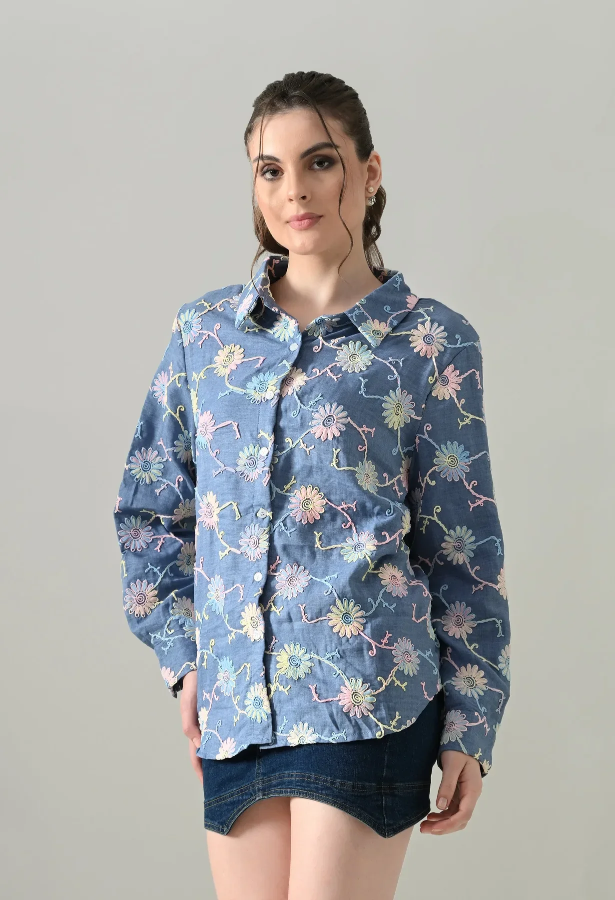 Meadow Bloom Embroidered Shirt - Image 5