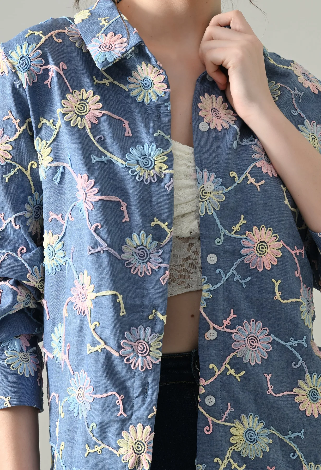 Meadow Bloom Embroidered Shirt - Image 8