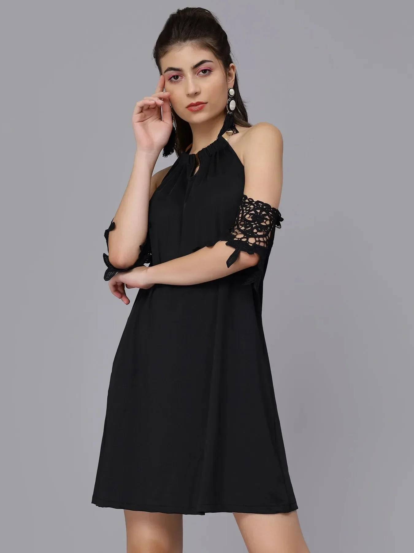 Off-Shoulder Lace Cutout Dress - Image 4
