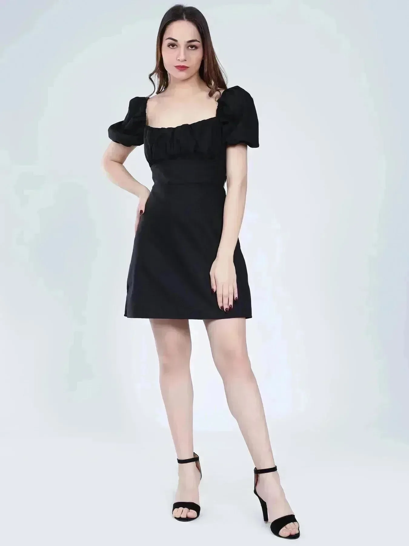 Off Shoulder Puff Sleeves Dress - Image 12