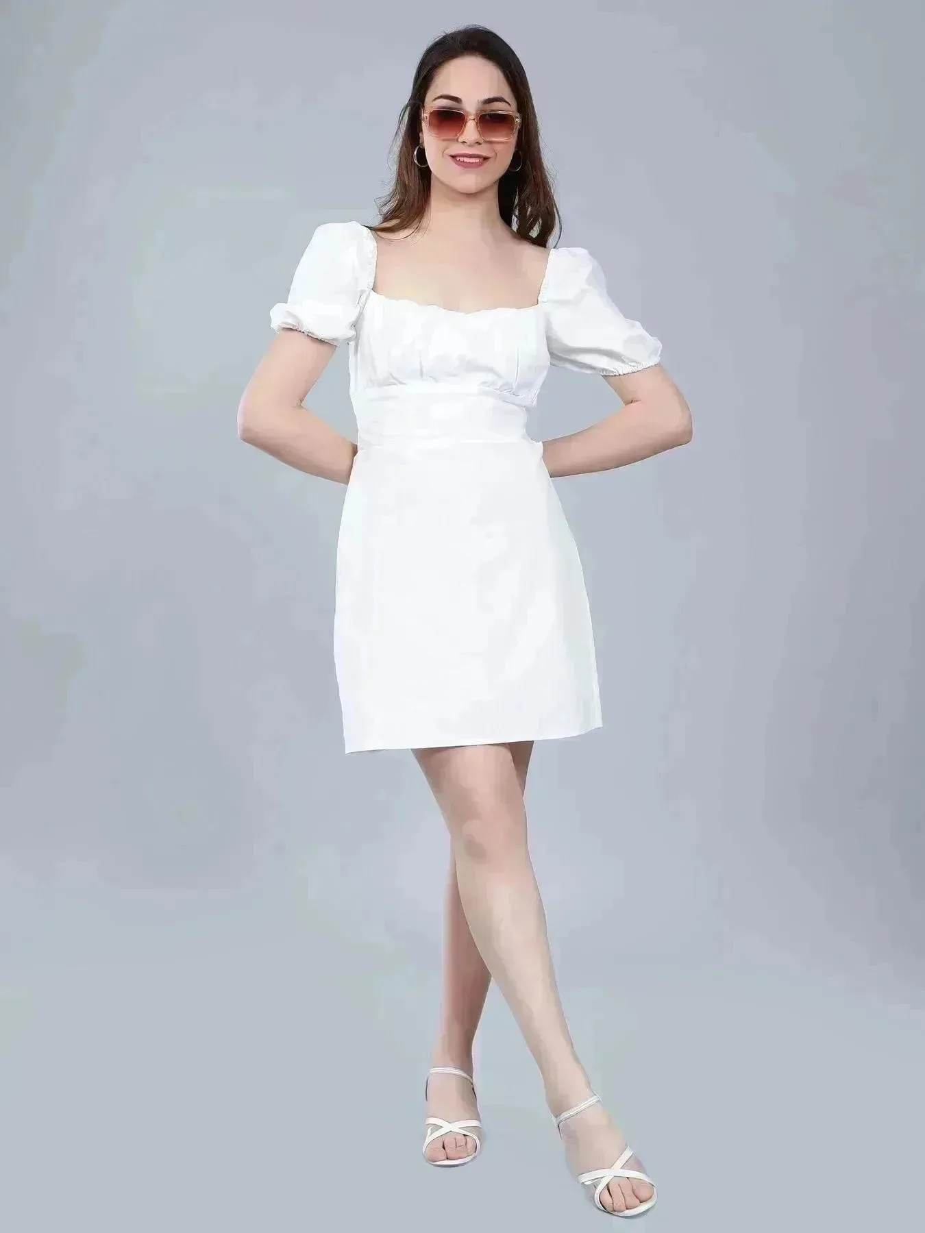 Off Shoulder Puff Sleeves Dress - Image 6