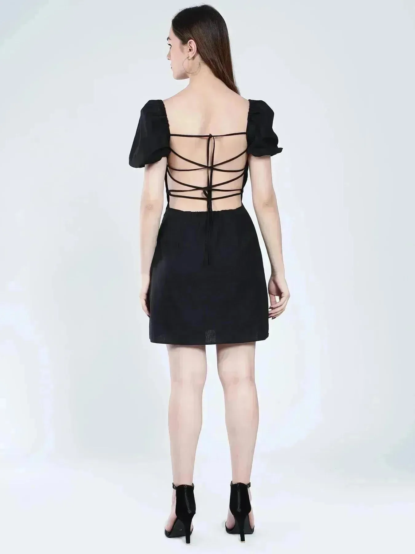 Off Shoulder Puff Sleeves Dress - Image 8