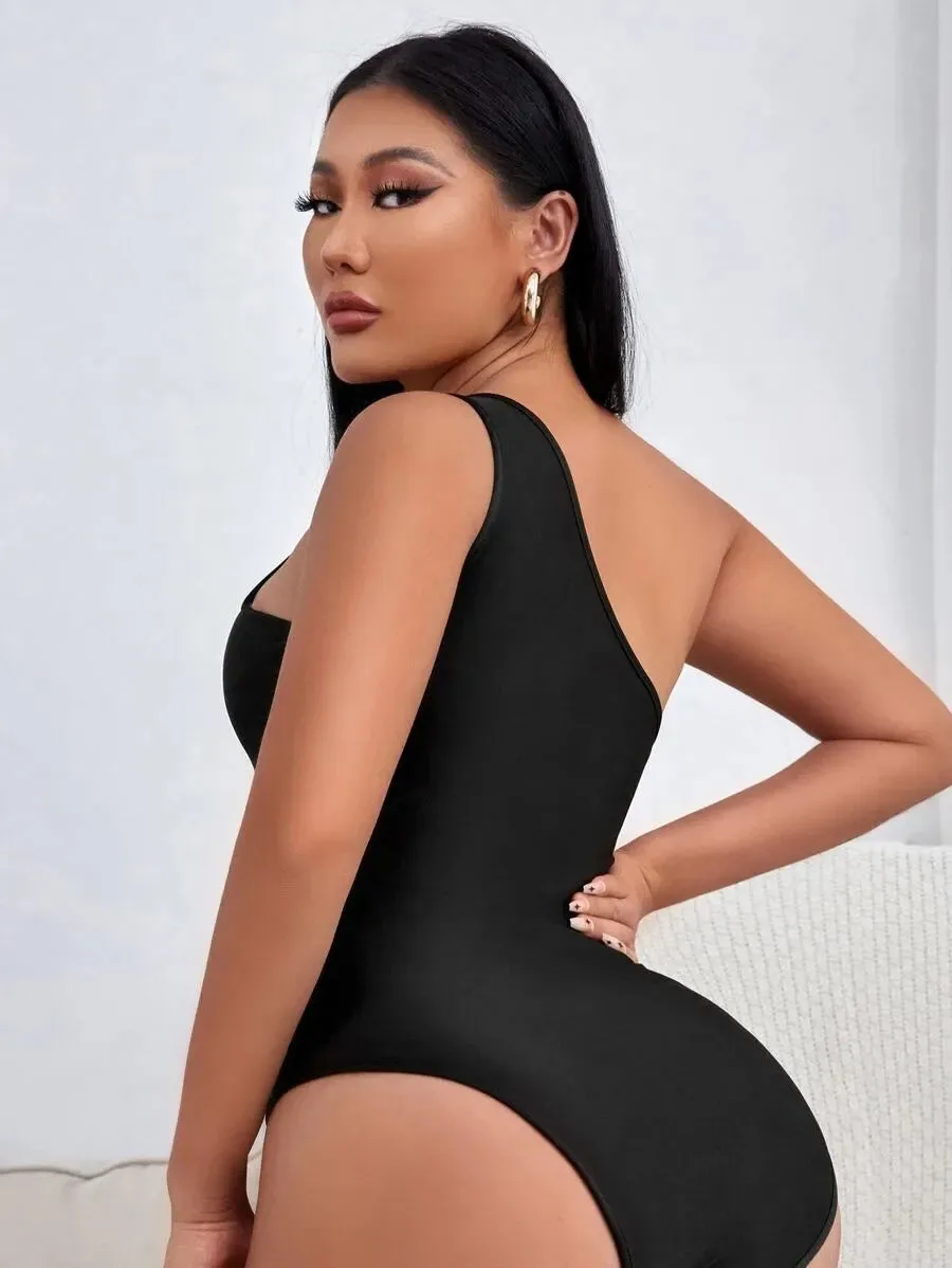 One Shoulder Mesh Monokini - Image 3