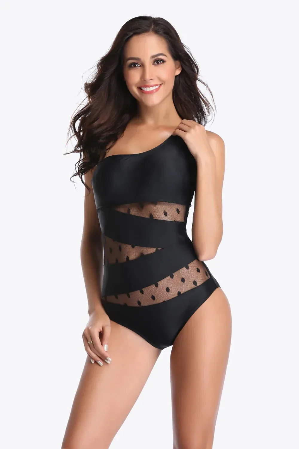 One Shoulder Mesh Monokini - Image 4